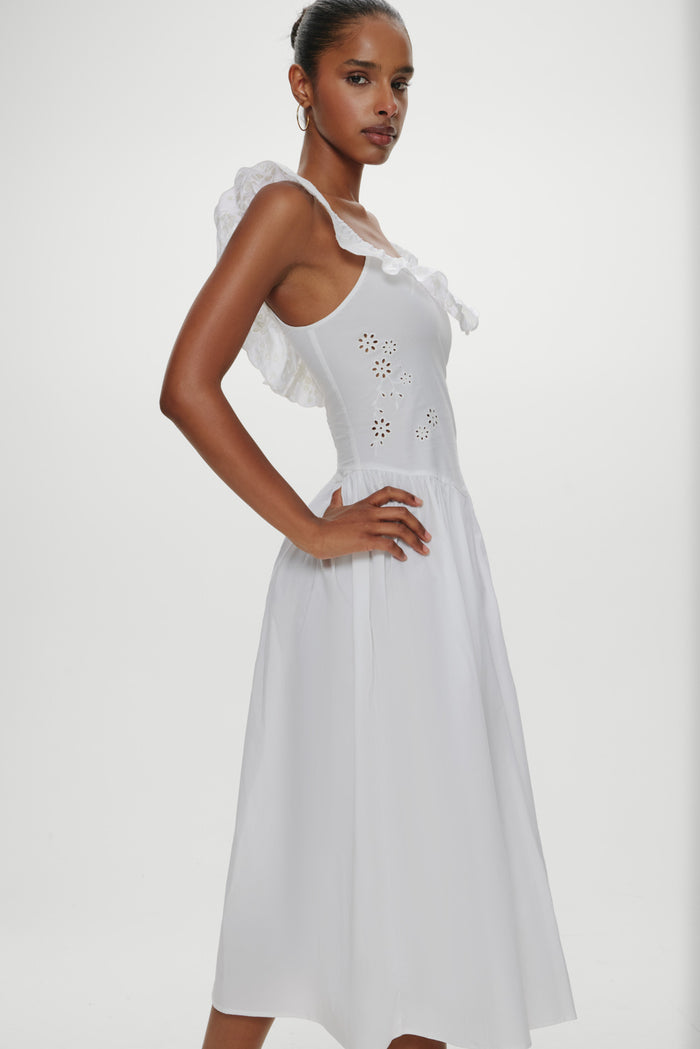 Georgia Cotton Embroidered Midi Dress - Angel's Meadow