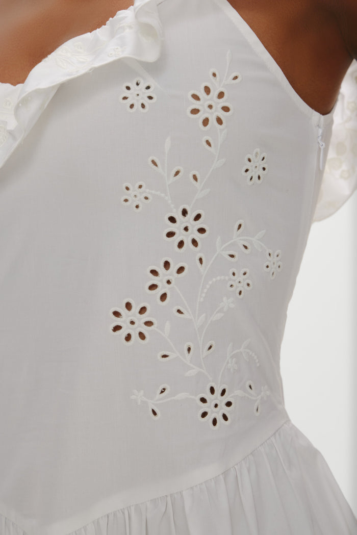 Georgia Cotton Embroidered Midi Dress - Angel's Meadow