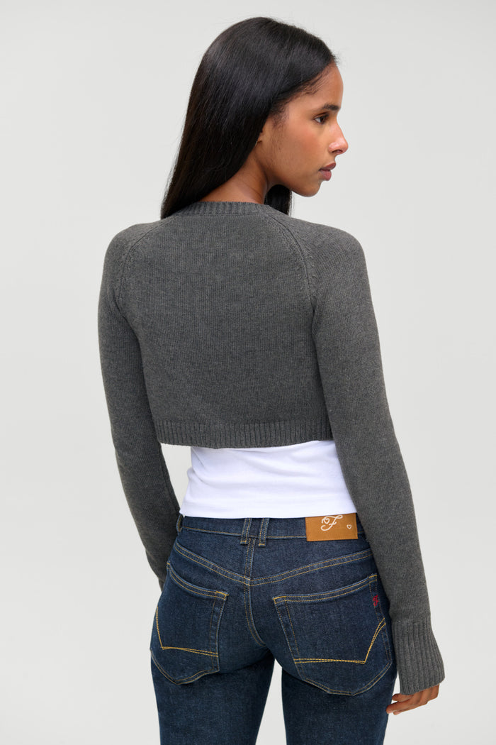Grace Cropped Knit Cardigan - Smoky Rose