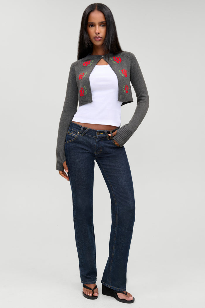 Grace Cropped Knit Cardigan - Smoky Rose