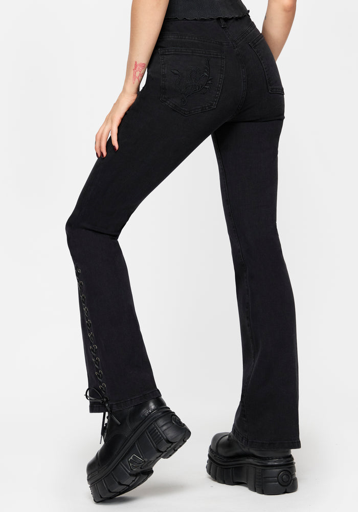 Graciela Low Rise Lace Up Kick Flare Jean