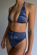 Harlow Halter Bikini Top Blue Jean