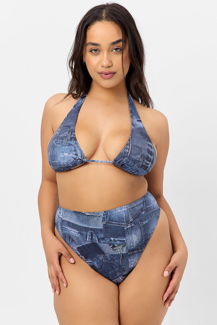 Harlow Halter Bikini Top Blue Jean Extended