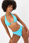 Harlow Terry Halter Bikini Top Blue Isle
