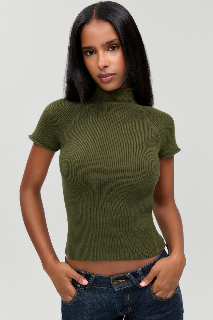 Harmony Cloud Knit Mockneck Top - Alpine