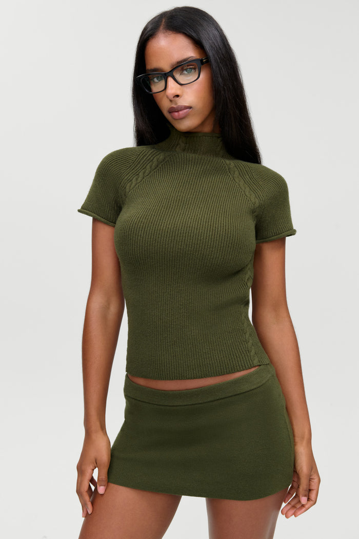 Harmony Cloud Knit Mockneck Top - Alpine
