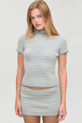Harmony Cloud Knit Mockneck Top - Hazy Stripe