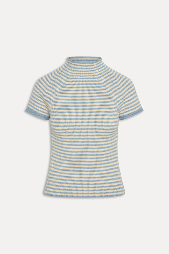 Harmony Cloud Knit Mockneck Top - Hazy Stripe