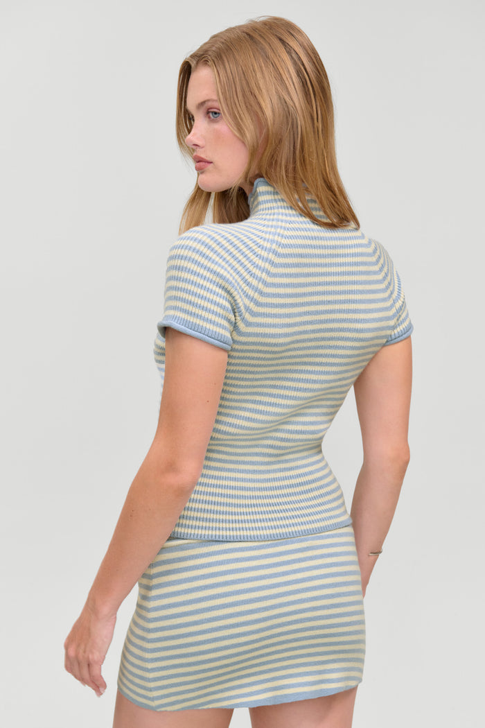 Harmony Cloud Knit Mockneck Top - Hazy Stripe