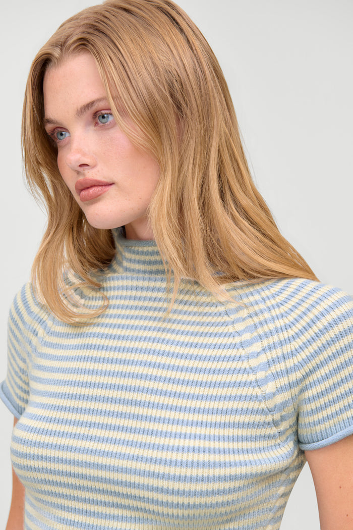 Harmony Cloud Knit Mockneck Top - Hazy Stripe