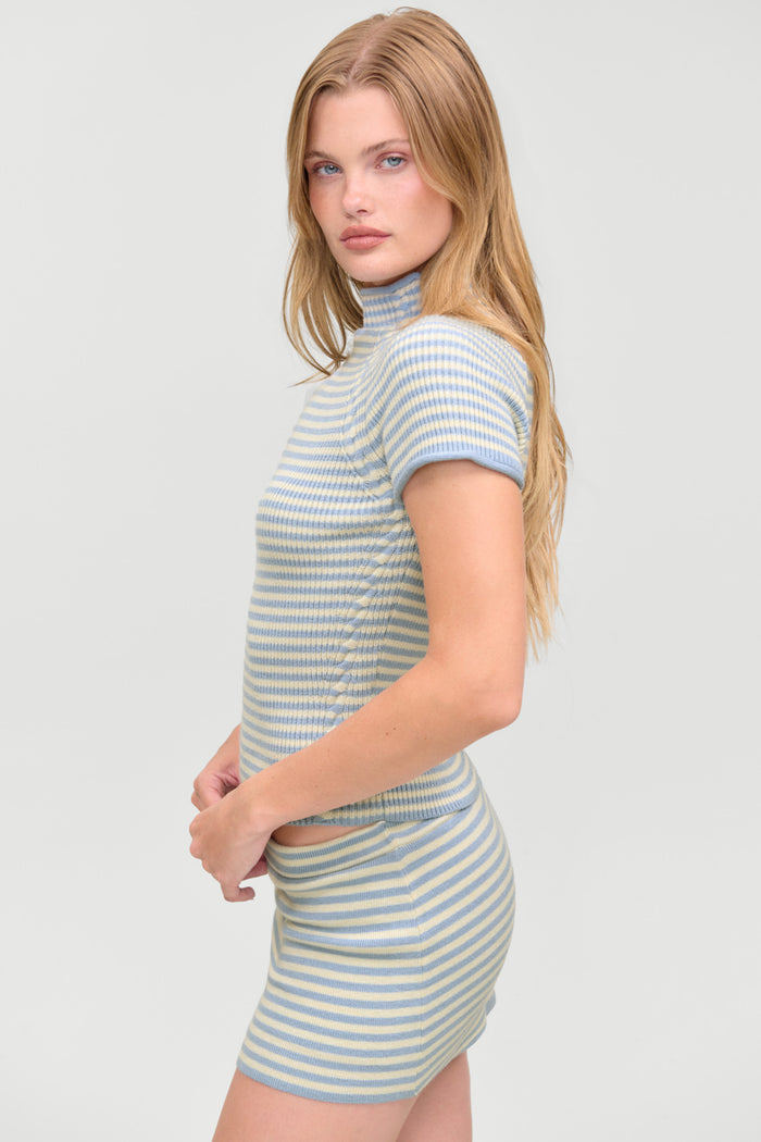 Harmony Cloud Knit Mockneck Top - Hazy Stripe