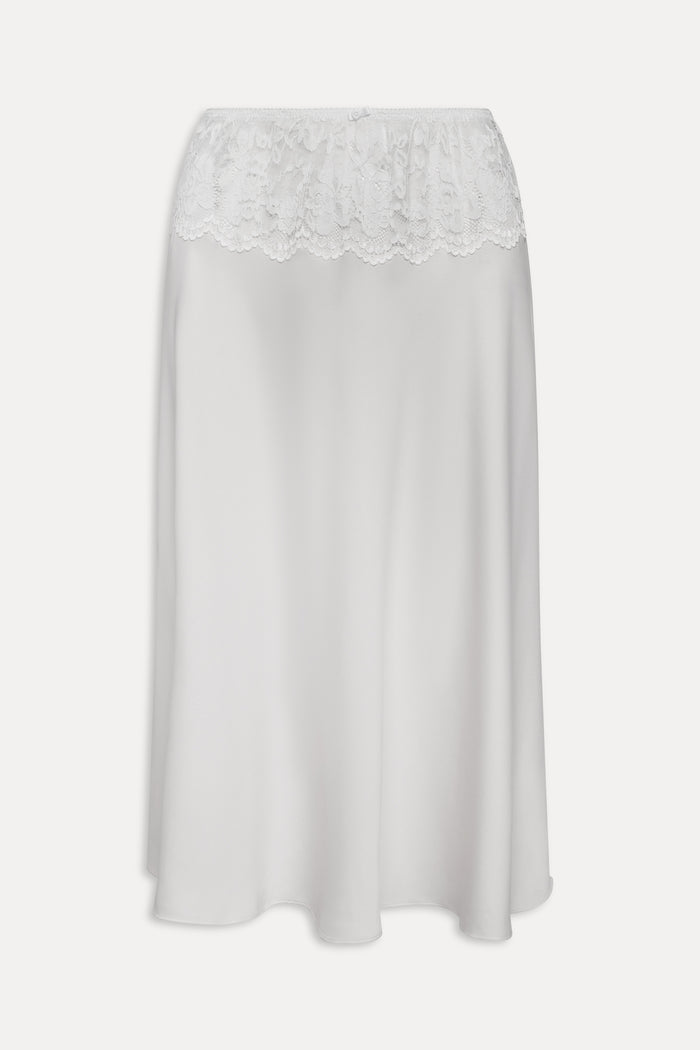 Harper Satin Lace Midi Skirt - Heaven