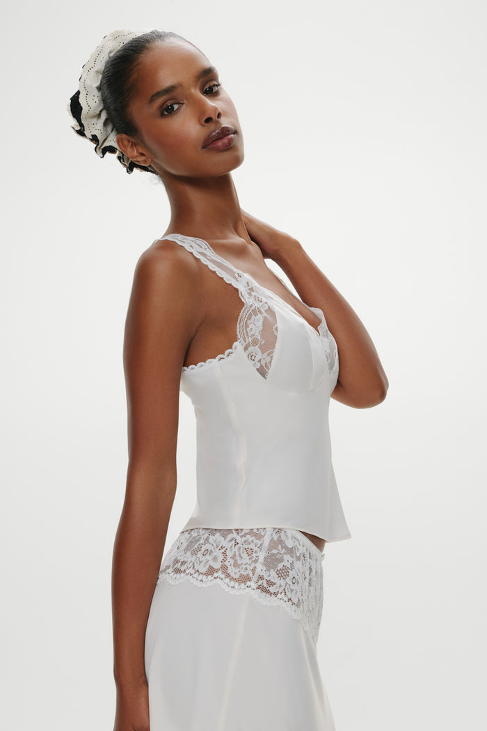 Harper Satin Lace Top - Heaven