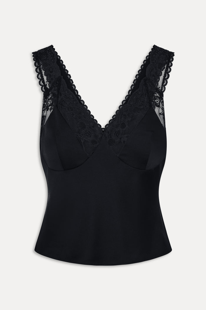 Harper Satin Top - Black