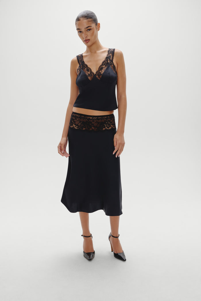 Harper Satin Top - Black