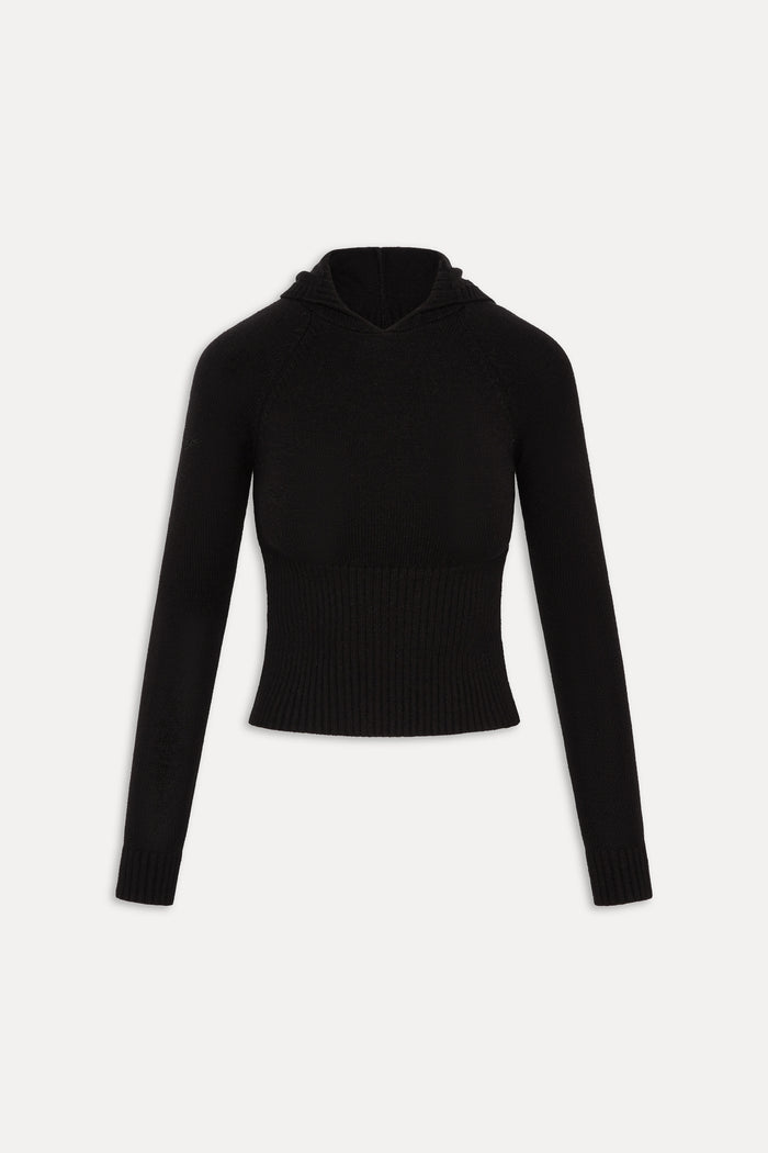 Hazel Knit Hoodie - Black