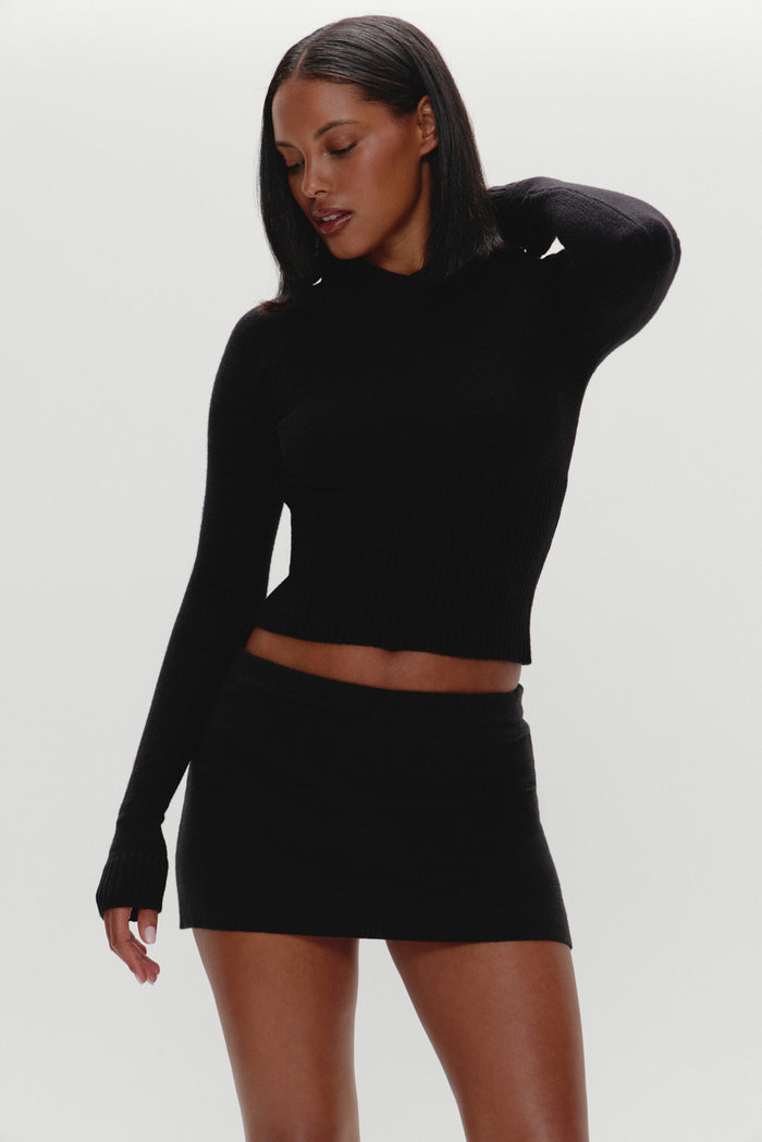 Hazel Knit Hoodie - Black