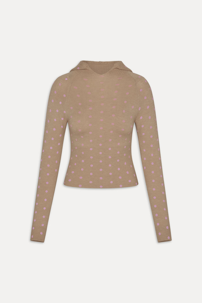 Hazel Knit Hoodie - Pink Ornaments