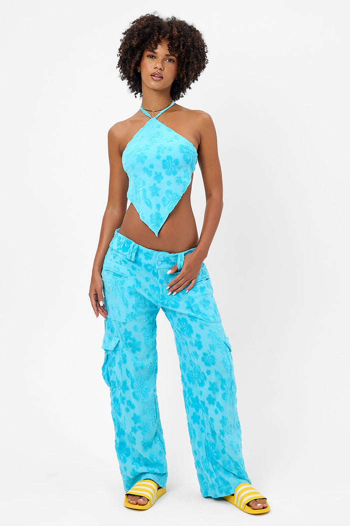 Hennie Terry Halter Bikini Top Blue Isle
