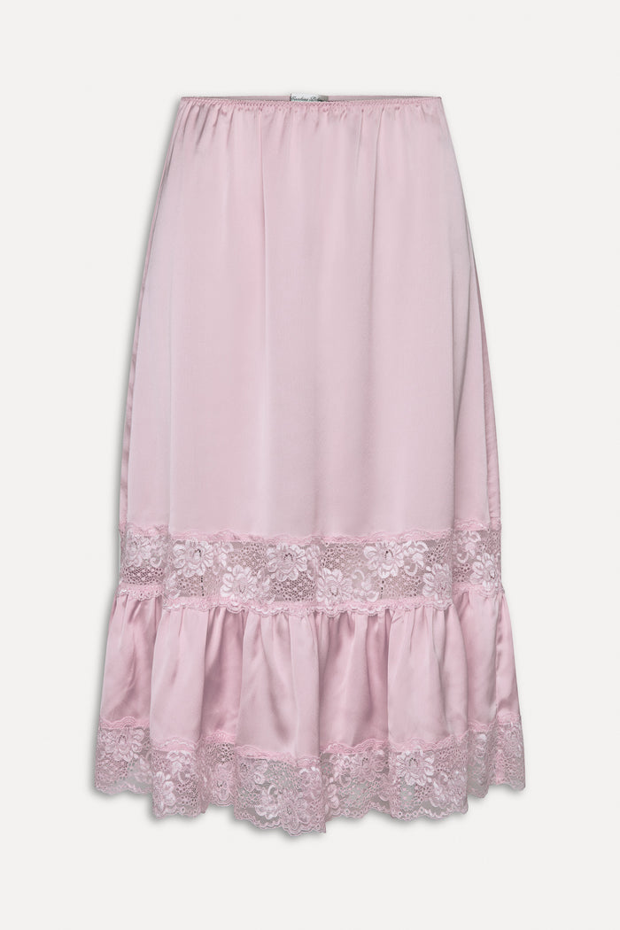 Hideaway Satin Slip Midi Skirt - Strawberries & Cream