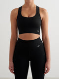 High Support Ribbed Bra in Black