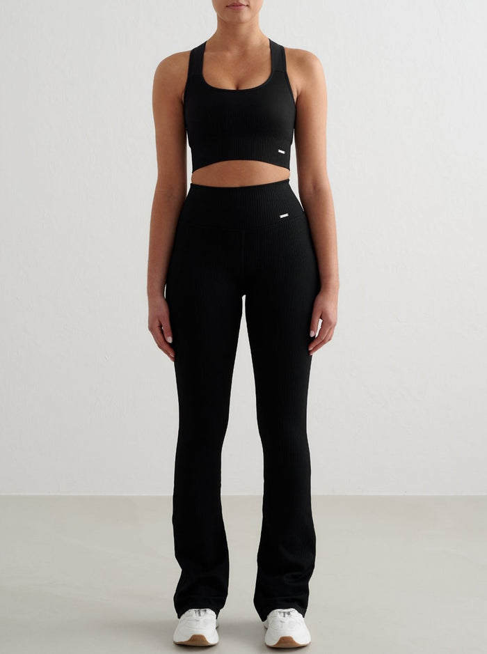 High Support Ribbed Bra in Black