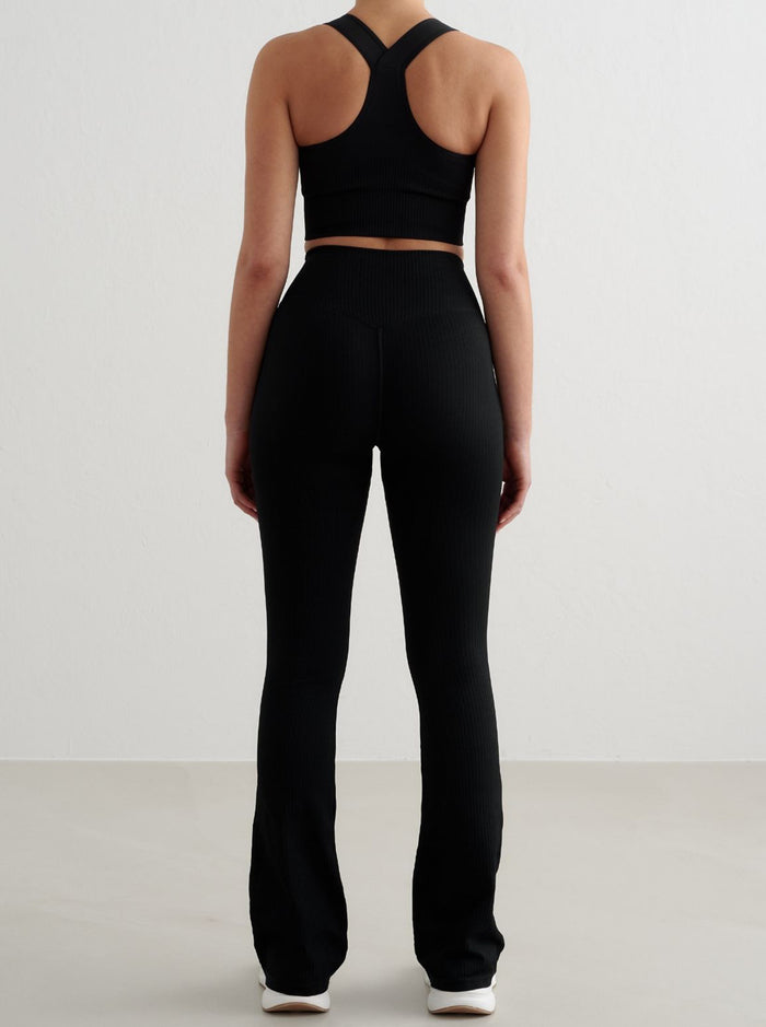 High Support Ribbed Bra in Black