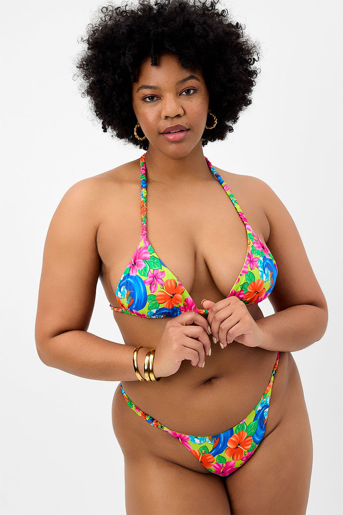 Hope Floral Triangle Bikini Top Neon Surfer