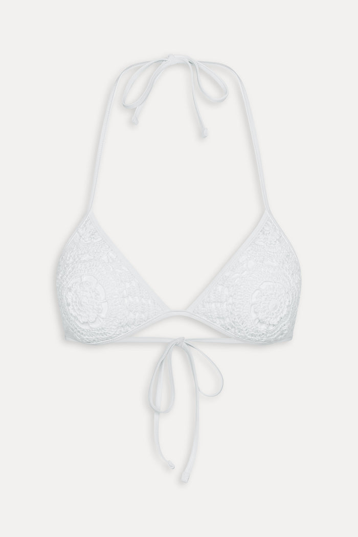 Hudson Crochet Triangle Bikini Top White