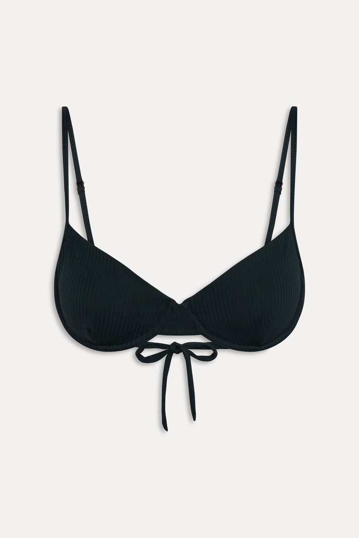 Ireland Ribbed Underwire Top - Black