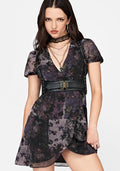 Iskra Mystic Floral Chiffon Wrap Mini Dress