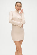 Isla Long Sleeve Mini Dress in Cream