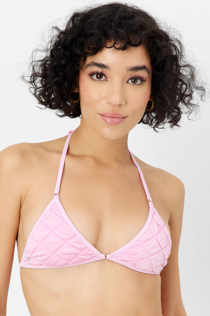 Ivy String Triangle Bikini Top Baby Pink