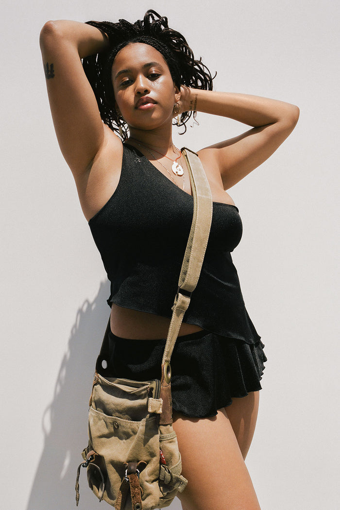 Izabella Shine Swim Skirt Bikini Bottom Black