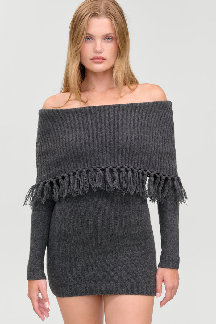 Jane Sweater Mini Dress - Winter Skies