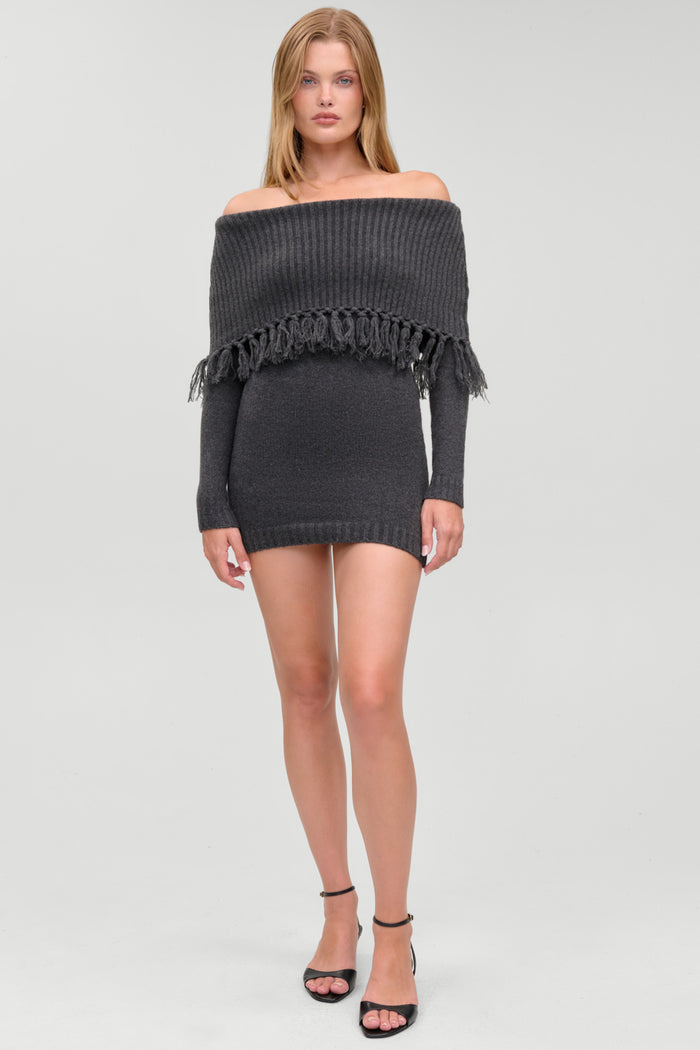 Jane Sweater Mini Dress - Winter Skies