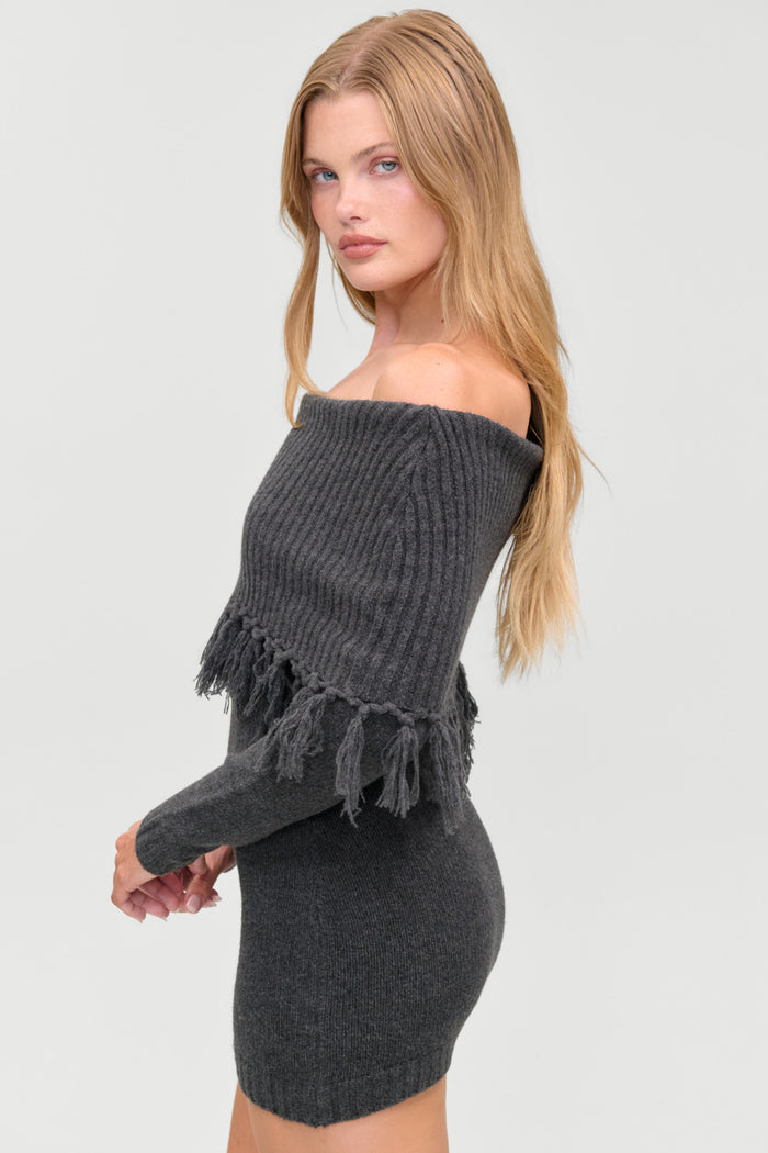 Jane Sweater Mini Dress - Winter Skies