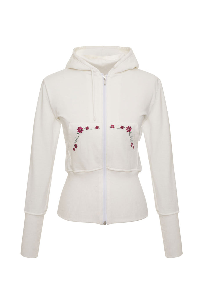 Jasmine Embroidered Zip Up Hoodie Sea Fairy