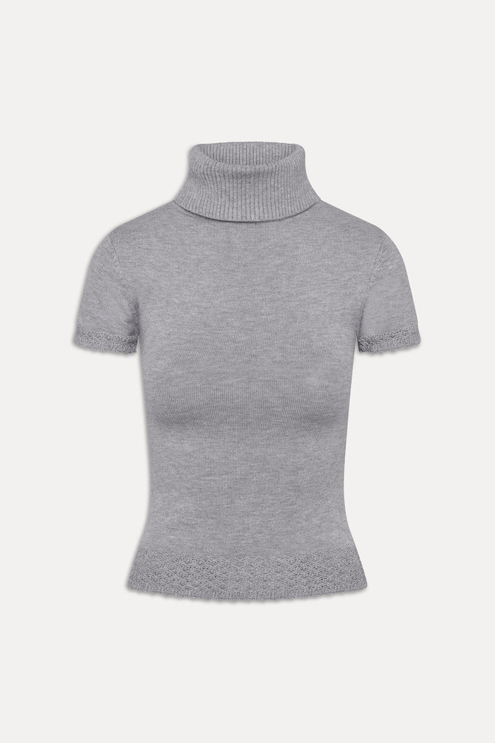 Jasmine Short Sleeve Turtleneck - Cloud Cover
