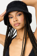 Jax Black Fuzzy Mohair Bucket Hat