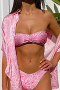 Jeanette Pink Paisley Shine Strapless Bandeau Top