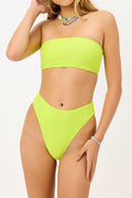 Jenna Ribbed Bandeau Bikini Top Slime