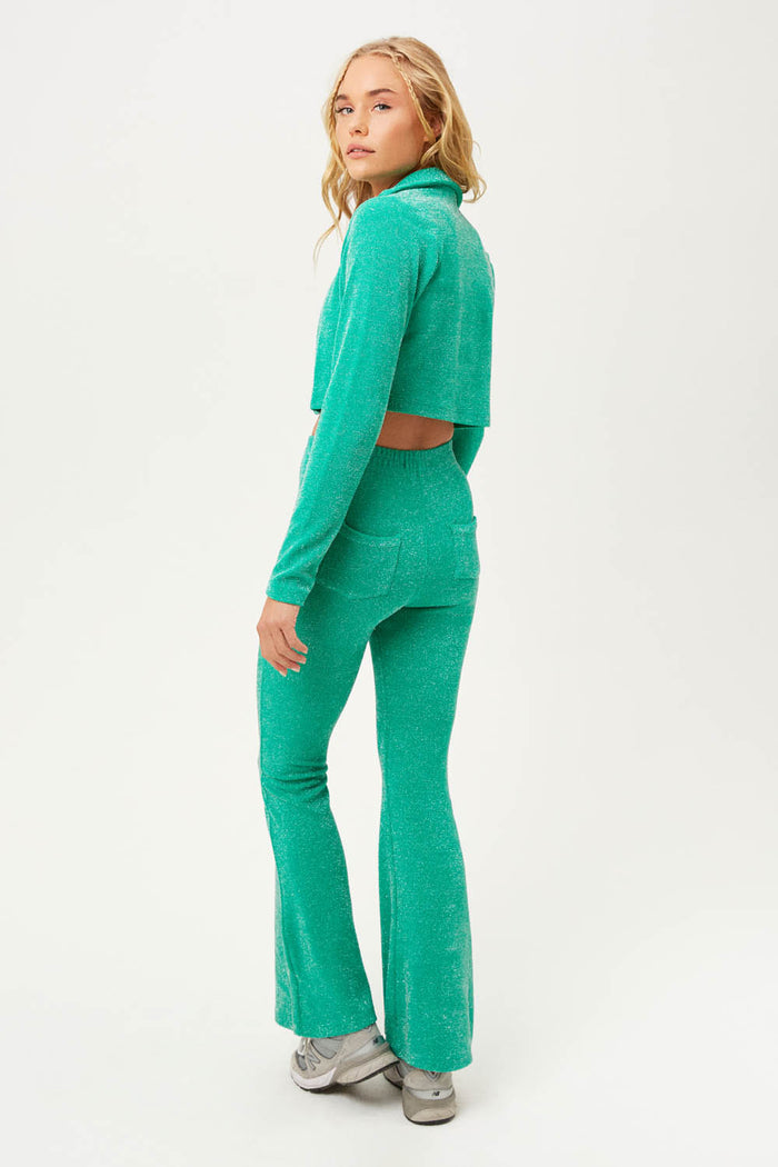 Johnson Mistletoe Green Lurex Terry Flare Sweatpants