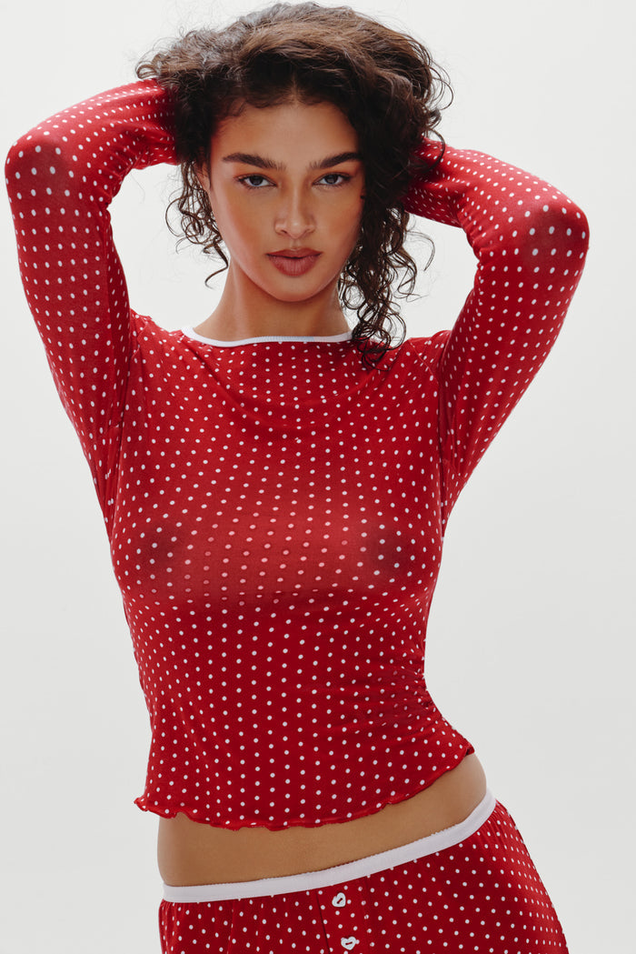 Joy Long Sleeve Sleep Shirt - Holiday Dot