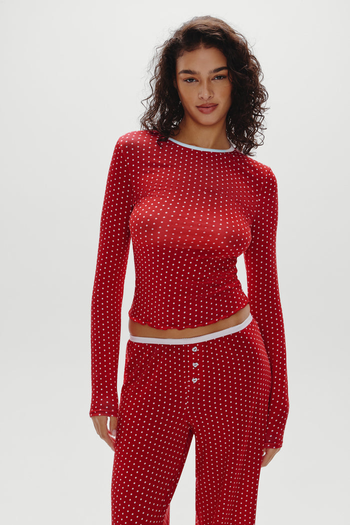 Joy Long Sleeve Sleep Shirt - Holiday Dot