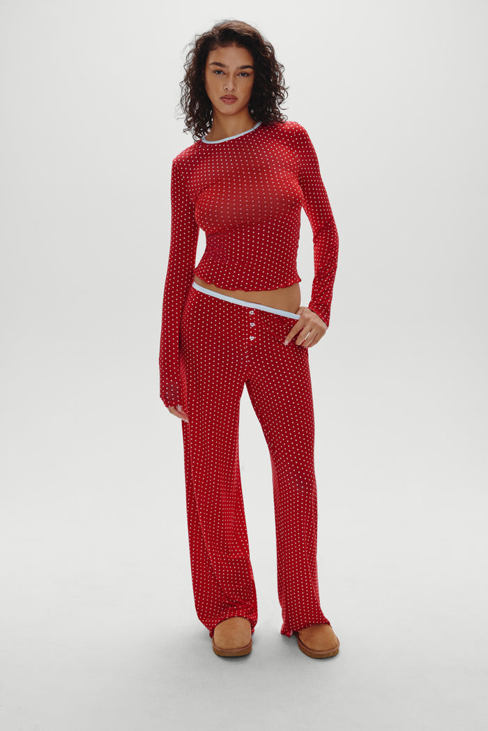 Joy Long Sleeve Sleep Shirt - Holiday Dot