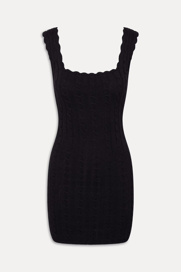Jules Knit Backless Mini Dress - Black
