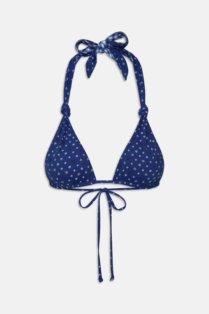 Kealy Reversible Halter Bikini Top - Starry Gingham