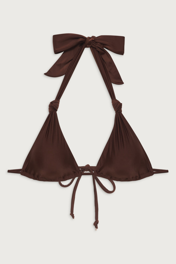 Kealy Triangle Halter Bikini Top Cinnamon