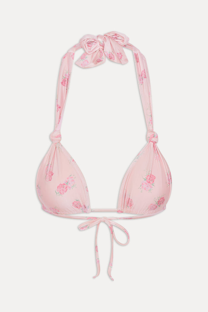 Kealy Triangle Halter Bikini Top - Fresh Rose
